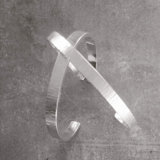 Ripple silver Cuff bangle