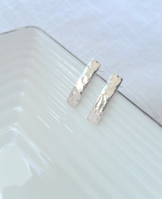 Rain silver drop stud earrings.