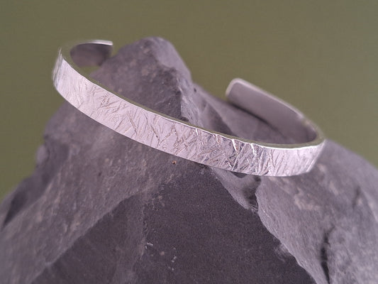 Storm silver narrow cuff bangle