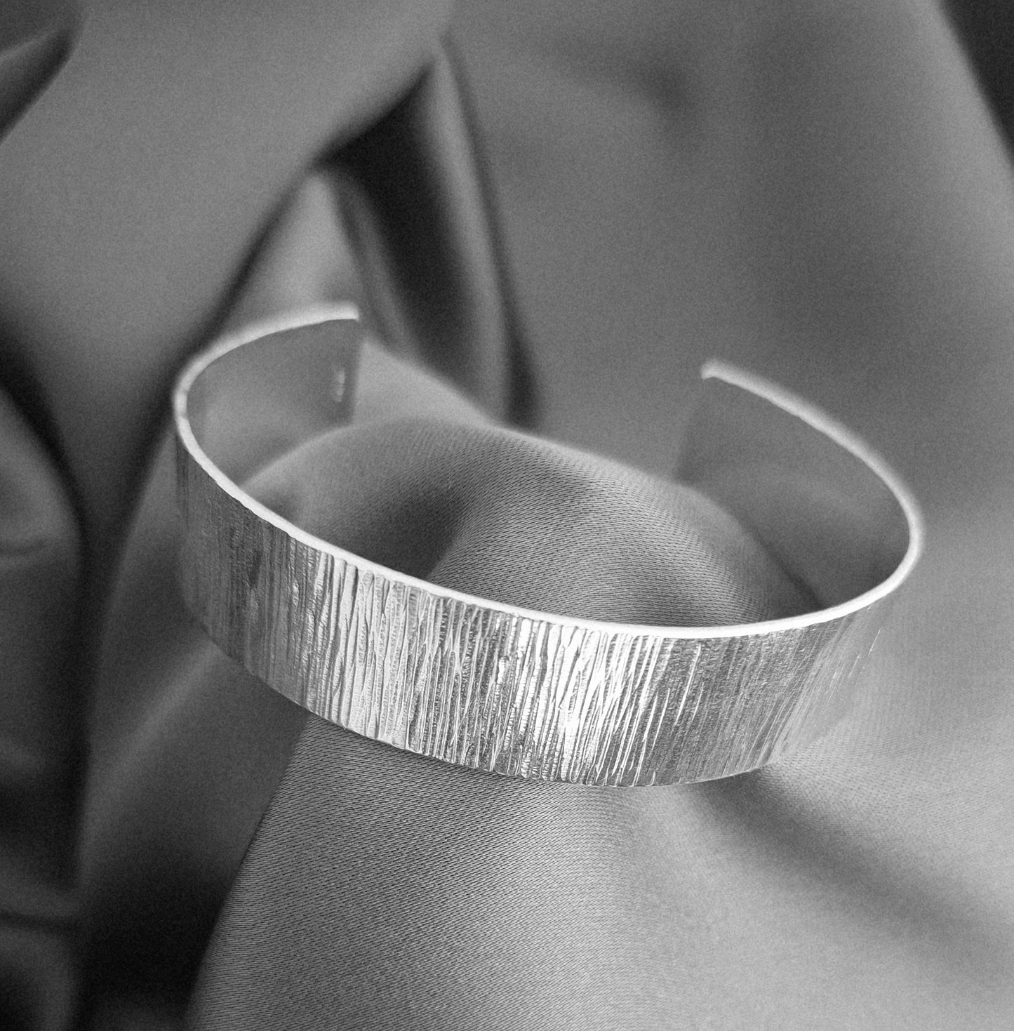 Ripple silver wide cuff bangle