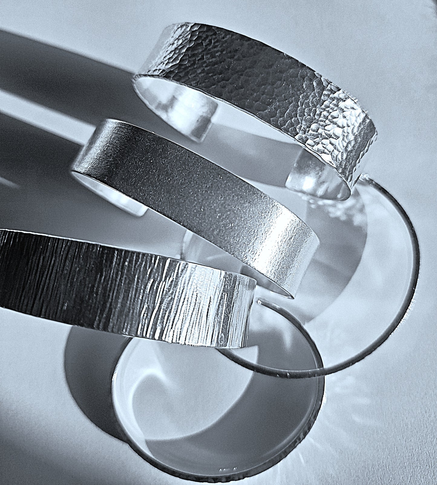 Ripple silver wide cuff bangle