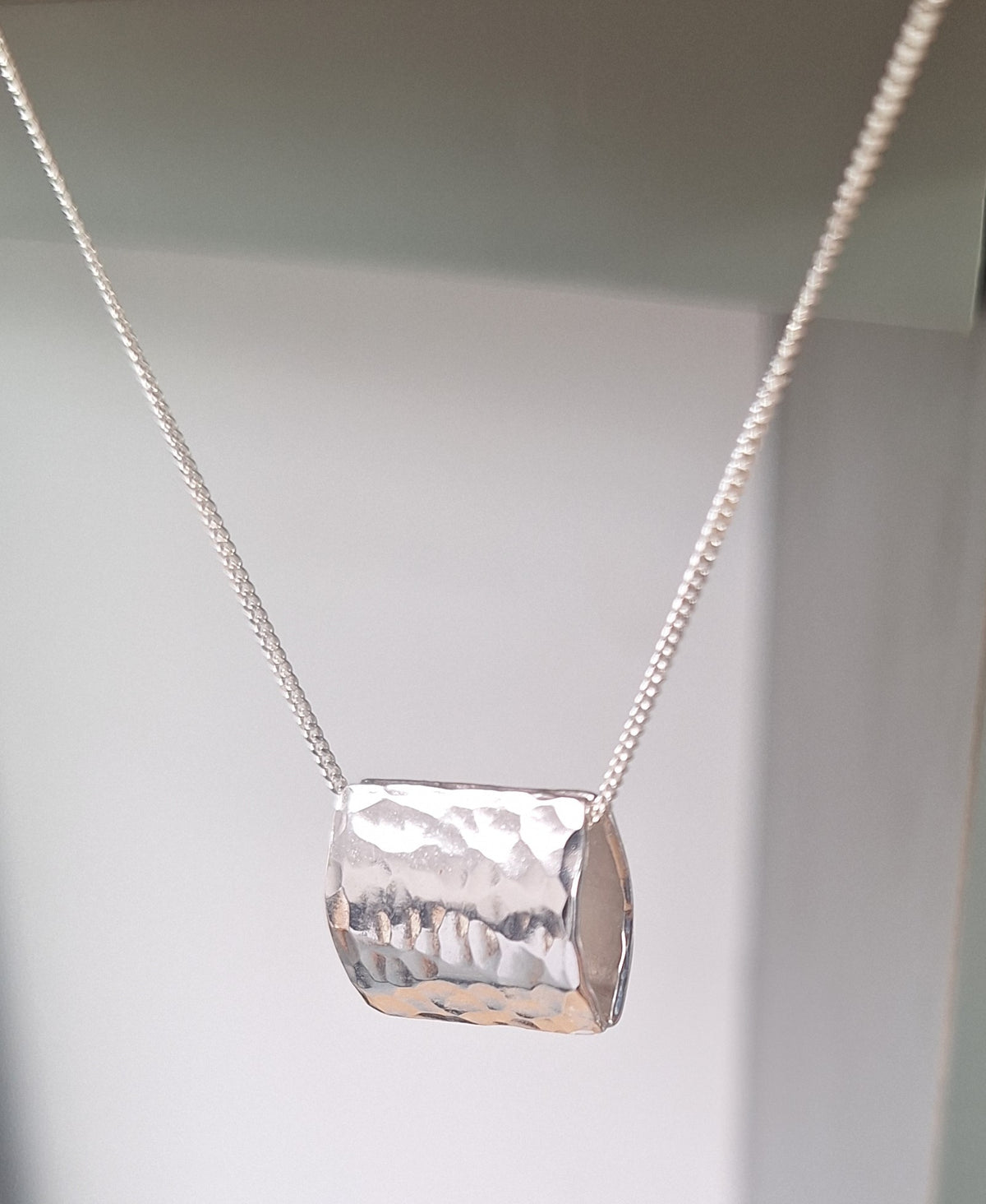 Rain silver baguette floating pendant necklace